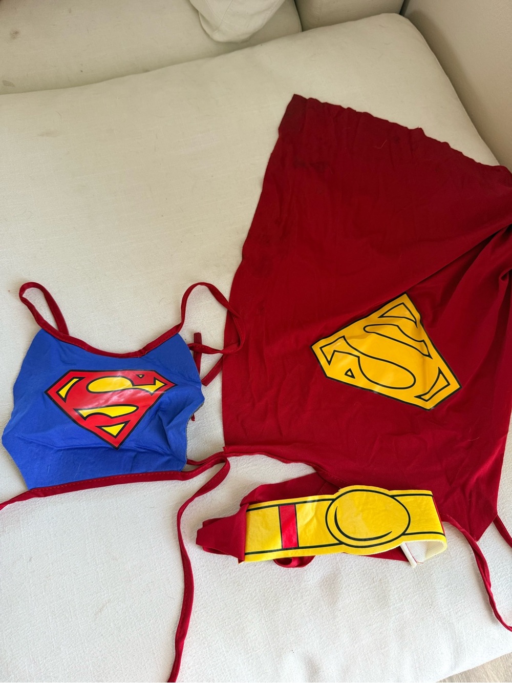 Dog Superhero Costume Set - Blue & Red Superman-Inspired Outfit